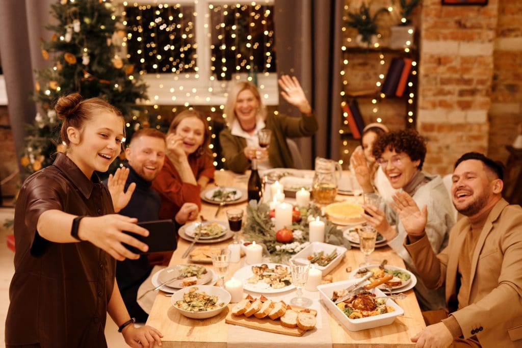 A big family having christmas dinner